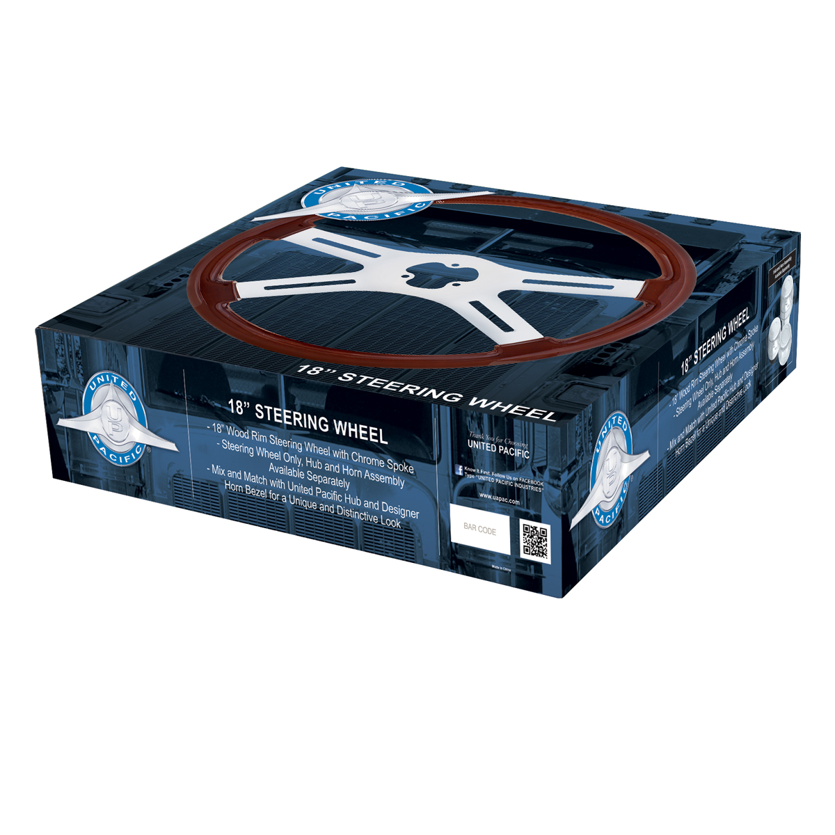 18" Chrome Flame Steering Wheel - Thumbnail 2