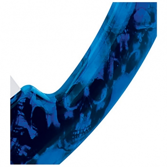 18" Skull Steering Wheel Only With Hydro-Dip Finish Wood - Blue - Thumbnail 3