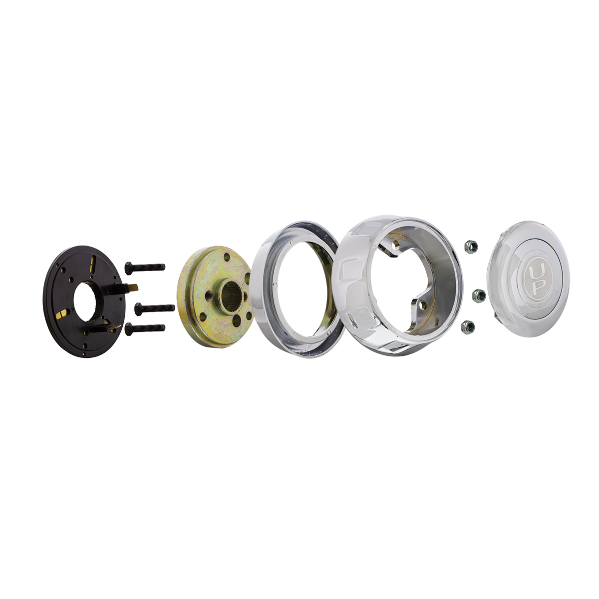 Chrome Steering Wheel Hub & Horn Button Kit For 1997-2001 Kenworth Trucks - Thumbnail 2