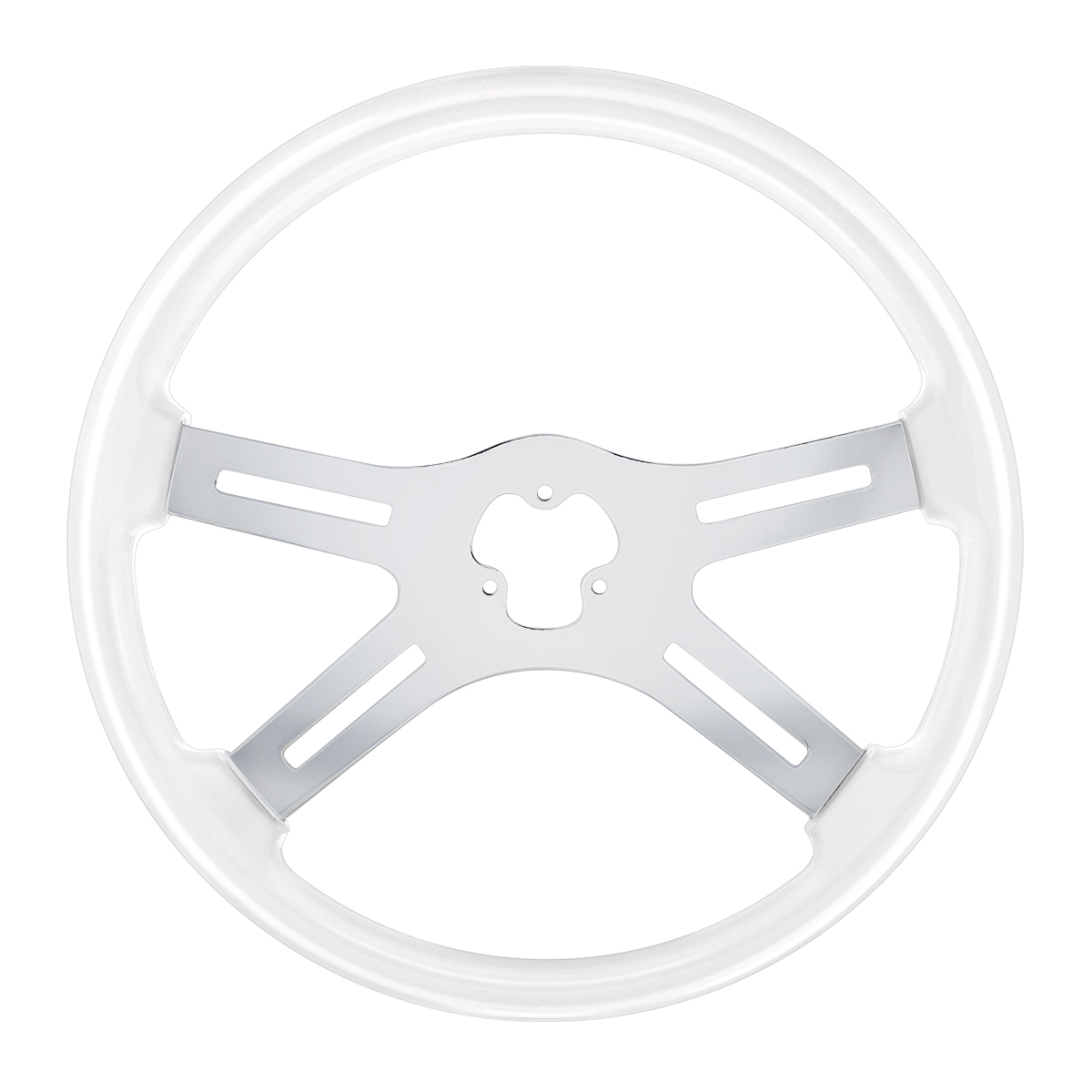 18" Color 4 Spoke Steering Wheel - Glacier White - Thumbnail 3