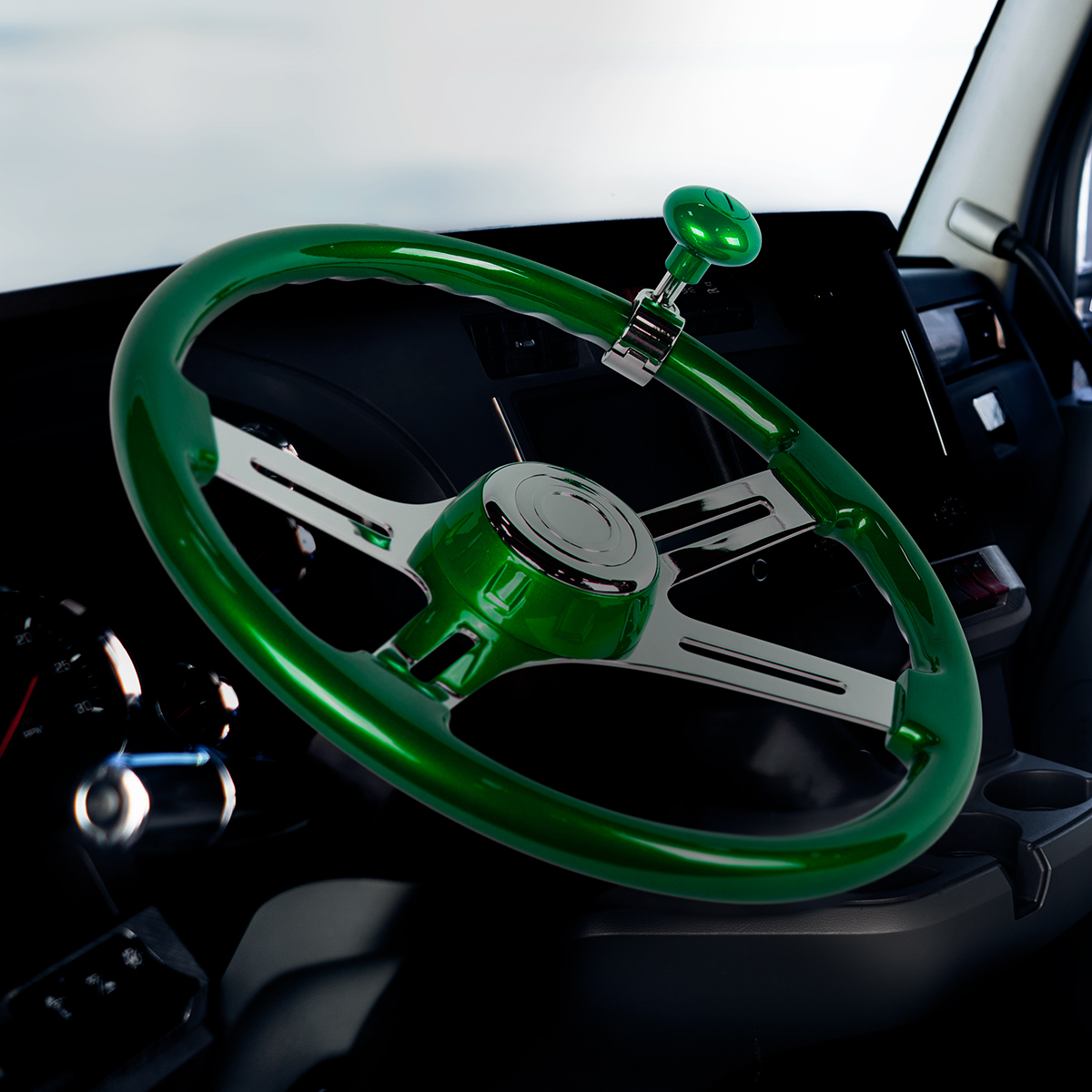 18" Candy Color 4 Spoke Steering Wheel - Emerald Green - Thumbnail 4