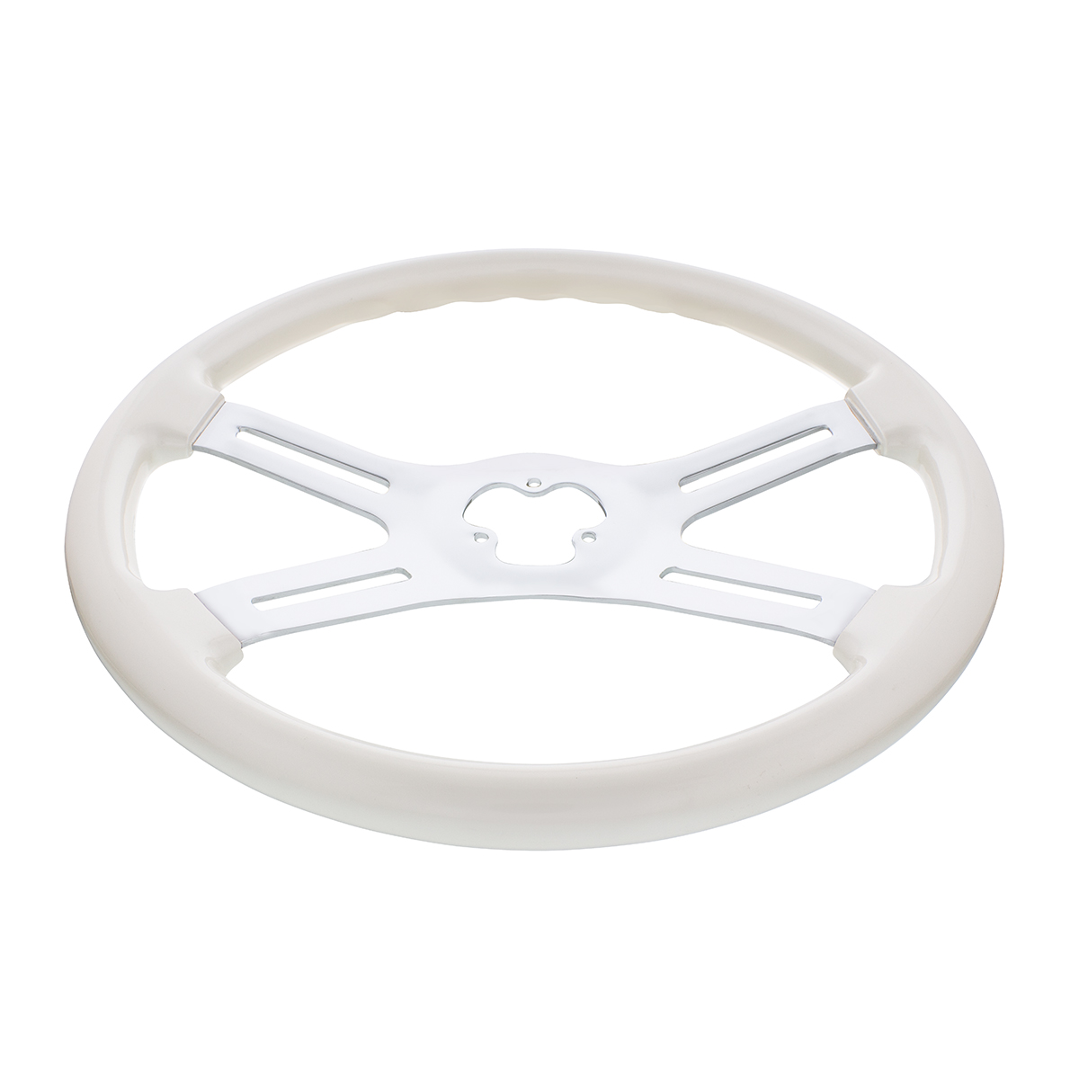 18" Candy Color 4 Spoke Steering Wheel - Pearl White - Thumbnail 2