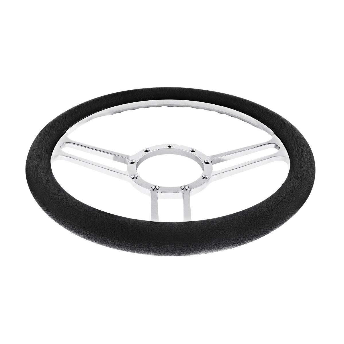 14" Chrome Aluminum 3-Spoke Style 9-Screw Mount "Competition Series" Steering Wheel - Thumbnail 2