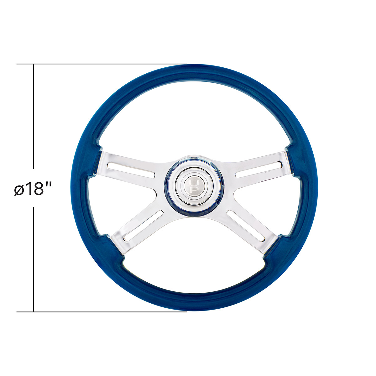 18" 4 Spoke Steering Wheel With Color Matching Horn Bezel - Electric Blue - Thumbnail 6