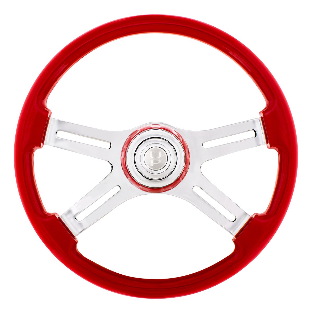 18" 4 Spoke Steering Wheel With Color Matching Horn Bezel - Indigo Red