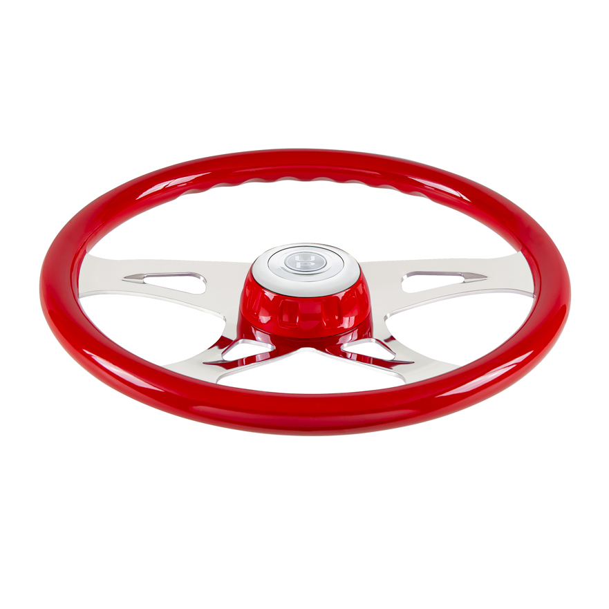 18" Boss Steering Wheel With Color Matching Horn Bezel - Indigo Red - Thumbnail 2