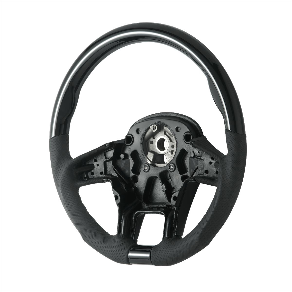 18" YourGrip Leather & Wood Candy Color Steering Wheel For 2012-2021 PB 579&2013-2021 KW T680-Glossy Black - Thumbnail 2
