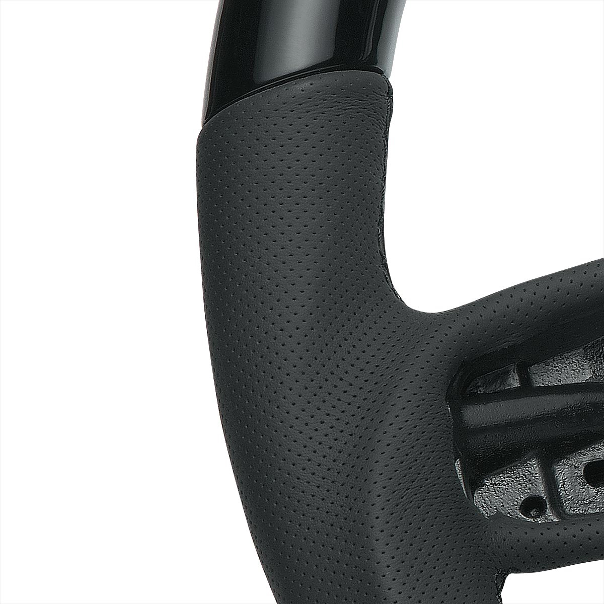 18" YourGrip Leather & Wood Candy Color Steering Wheel For 2012-2021 PB 579&2013-2021 KW T680-Glossy Black - Thumbnail 4