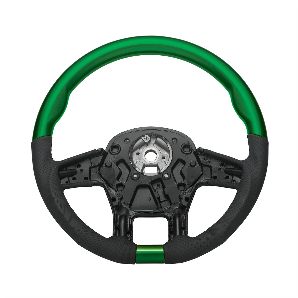 18" YourGrip Leather & Wood Candy Color Steering Wheel For 2012-2021 PB 579&2013-2021 KW T680-Emerald Green