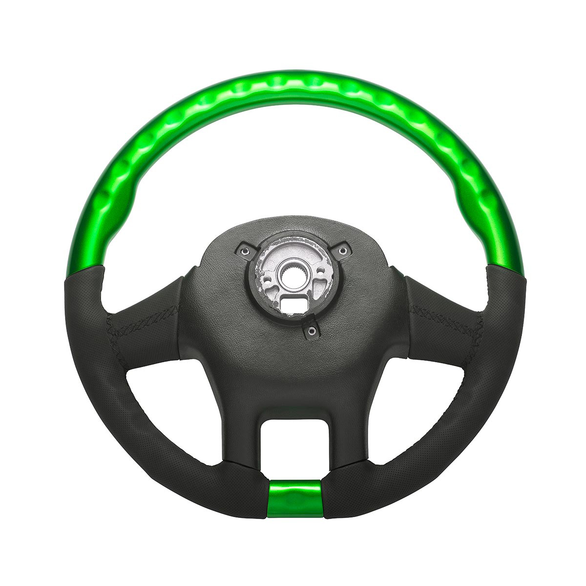 18" YourGrip Leather & Wood Candy Color Steering Wheel For 2012-2021 PB 579&2013-2021 KW T680-Emerald Green - Thumbnail 3