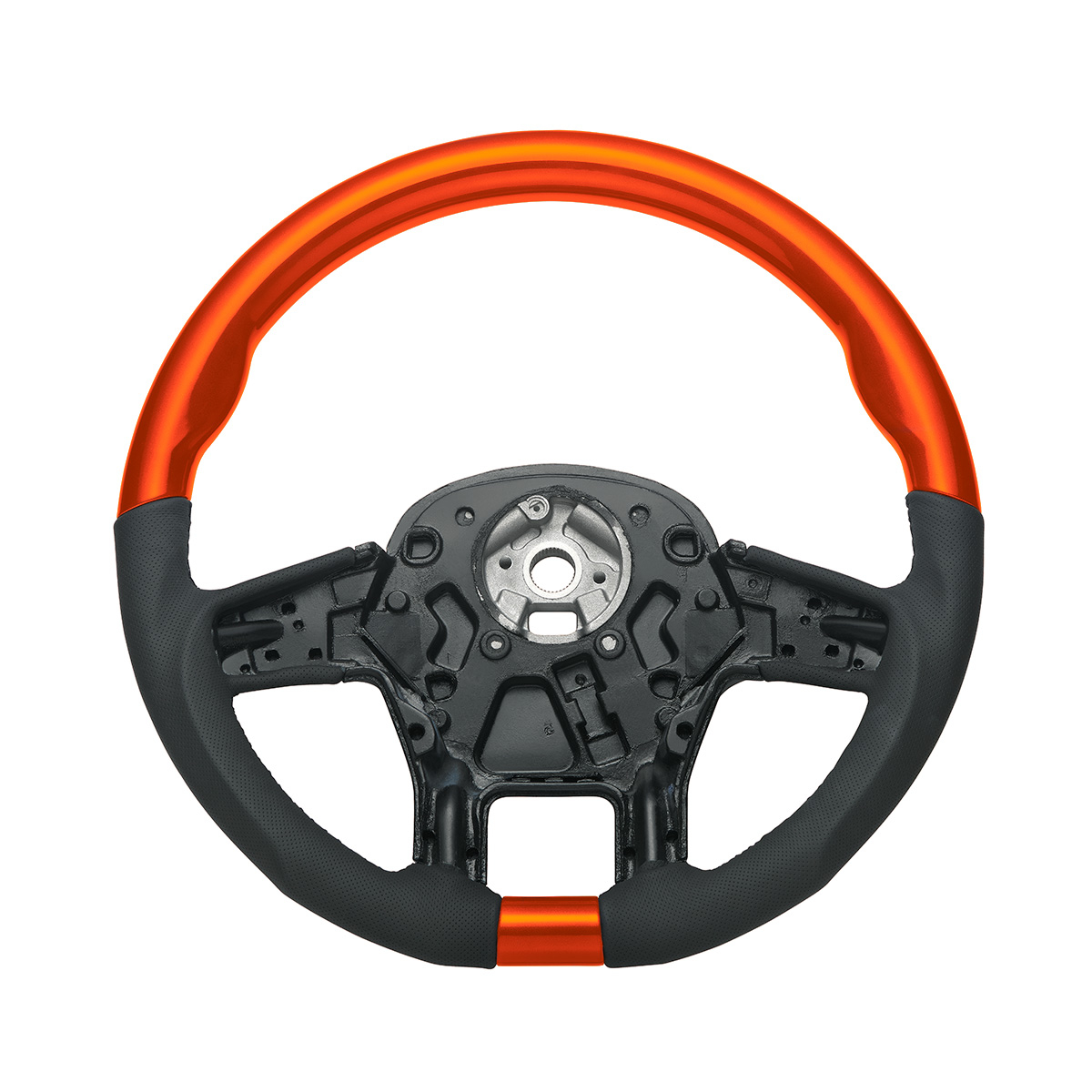 18" YourGrip Leather & Wood Candy Color Steering Wheel For 2012-2021 PB 579&2013-2021 KW T680-Cadmium Orange