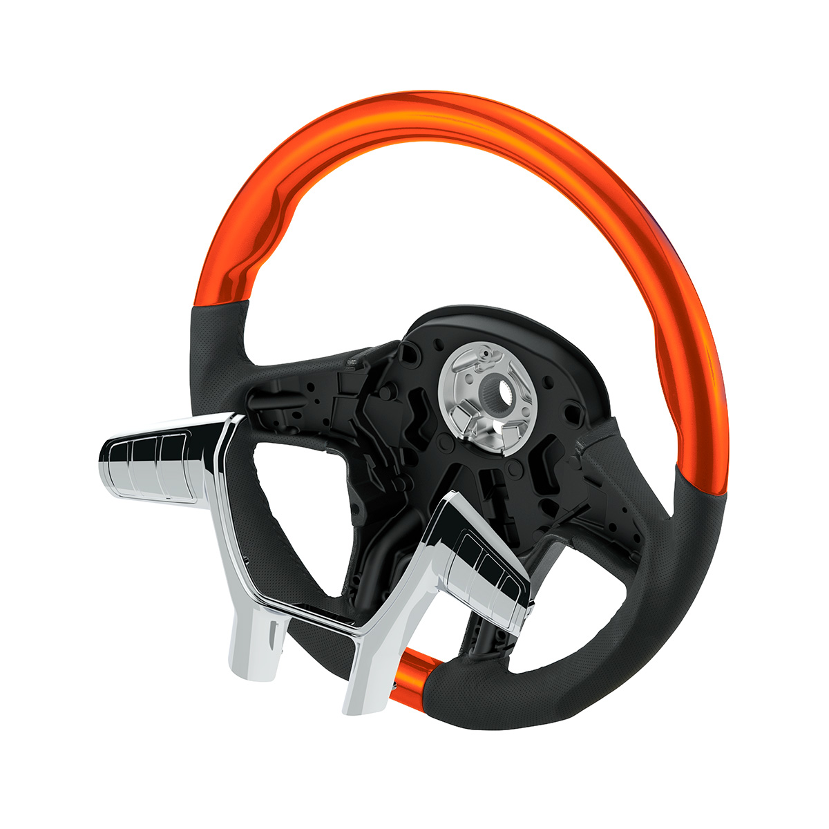 18" YourGrip Leather & Wood Candy Color Steering Wheel For 2012-2021 PB 579&2013-2021 KW T680-Cadmium Orange - Thumbnail 4