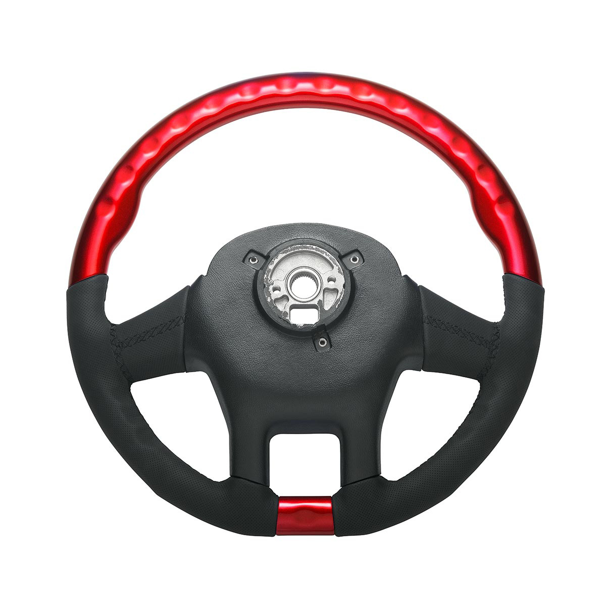 18" YourGrip Leather & Wood Candy Color Steering Wheel For 2012-2021 PB 579&2013-2021 KW T680-Candy Red - Thumbnail 3
