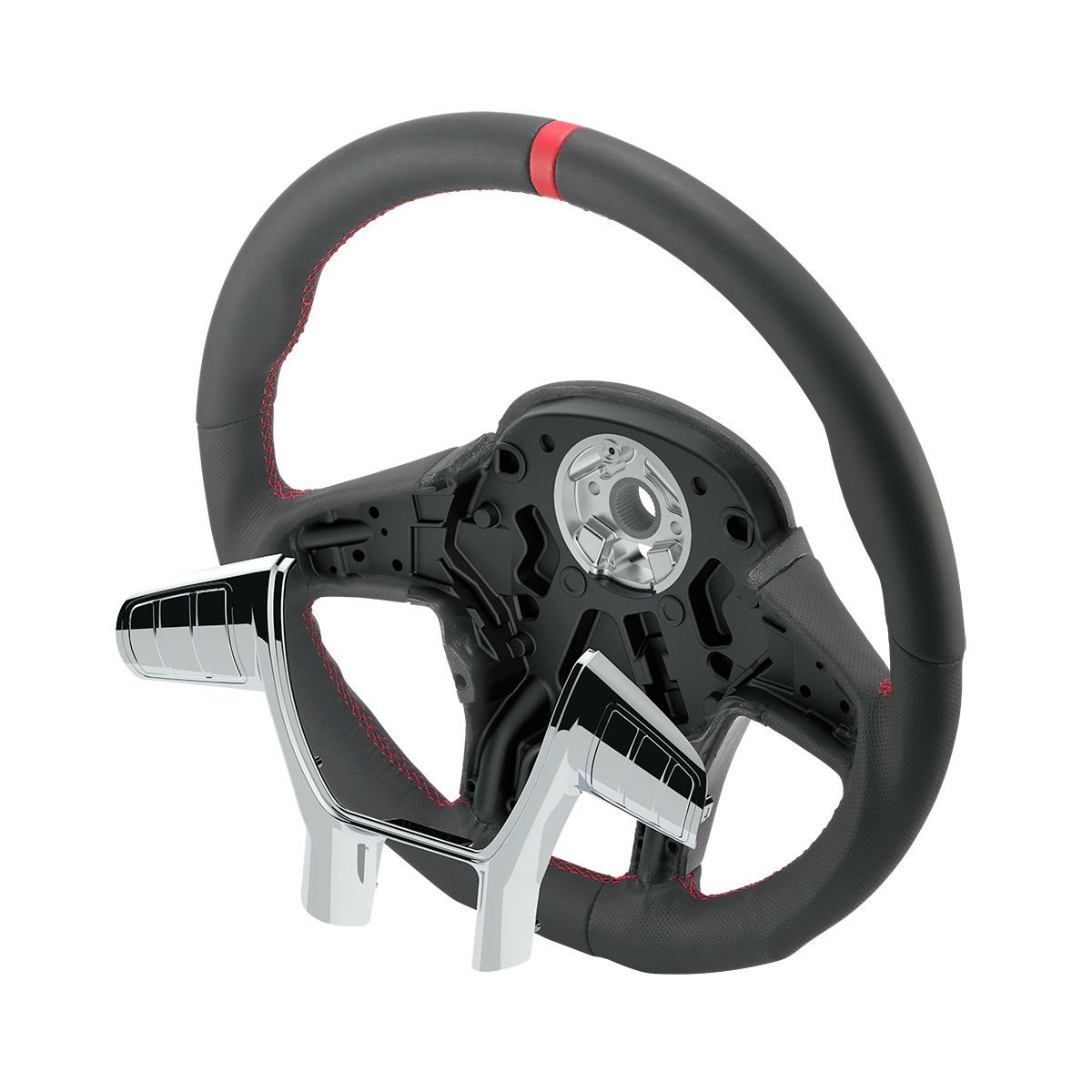 18" YourGrip GT PRO Leather Steering Wheel For 2012-2021 Peterbilt 579 & 2013-2021 Kenworth T680-Black - Thumbnail 4