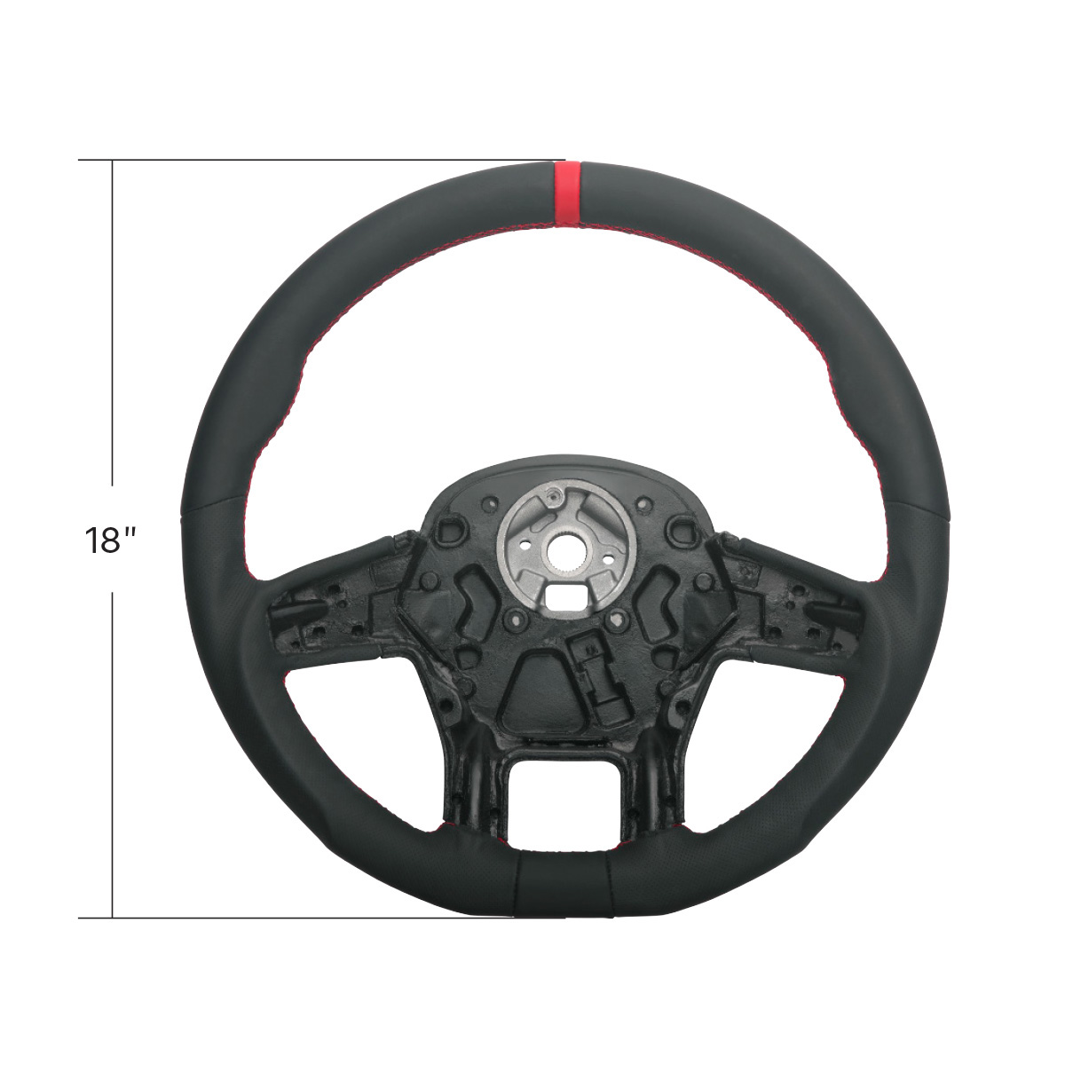 18" YourGrip GT PRO Leather Steering Wheel For 2012-2021 Peterbilt 579 & 2013-2021 Kenworth T680-Black - Thumbnail 8