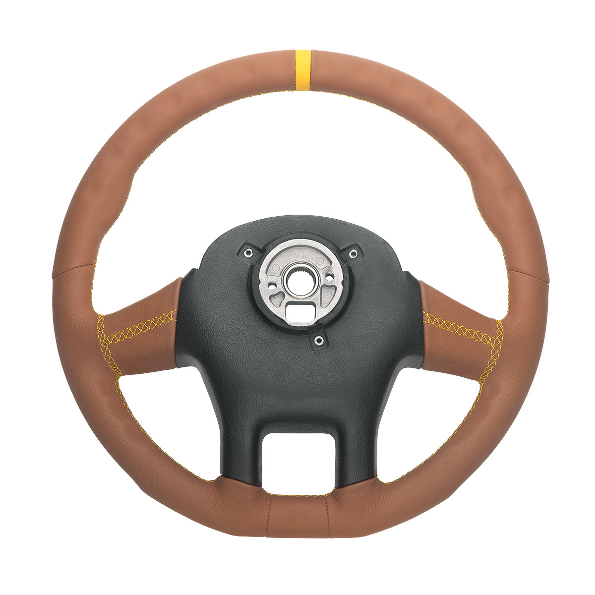 18" YourGrip GT PRO Leather Steering Wheel For 2012-2021 Peterbilt 579 & 2013-2021 Kenworth T680-Brown - Thumbnail 3