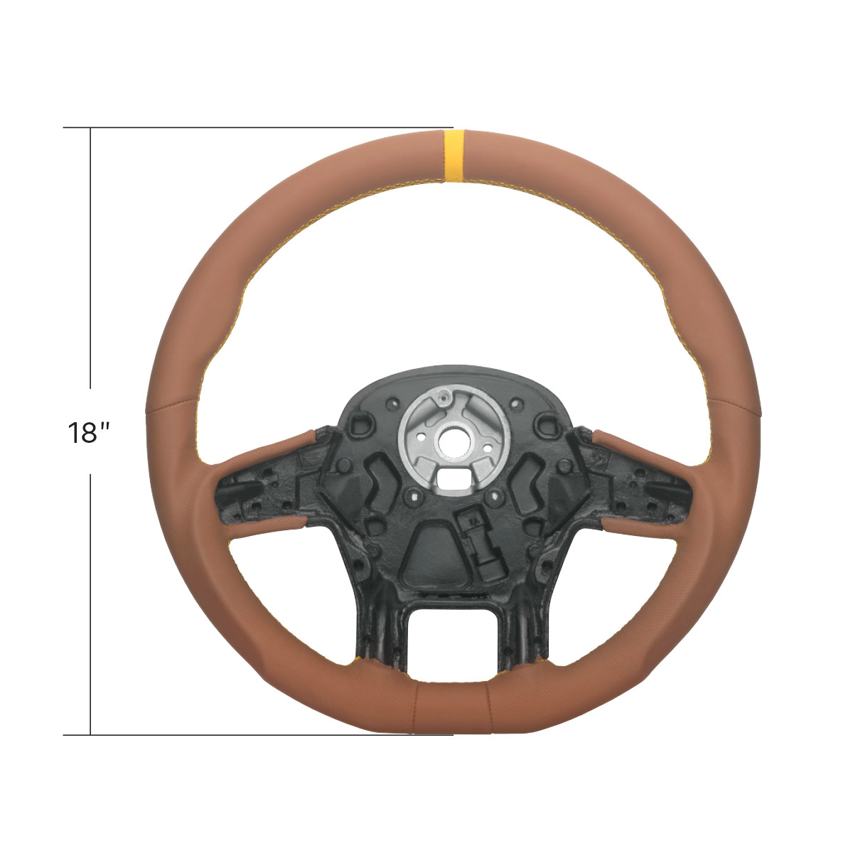 18" YourGrip GT PRO Leather Steering Wheel For 2012-2021 Peterbilt 579 & 2013-2021 Kenworth T680-Brown - Thumbnail 8