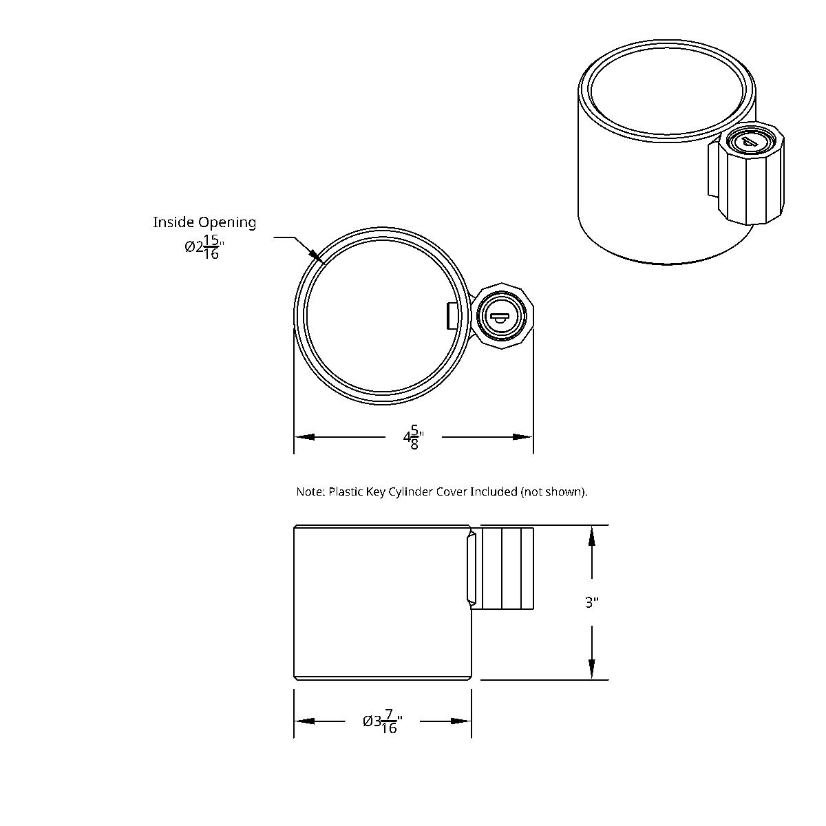 Heavy Duty Steel Blue King Pin Lock For 2" Diameter Kingpin - Thumbnail 8