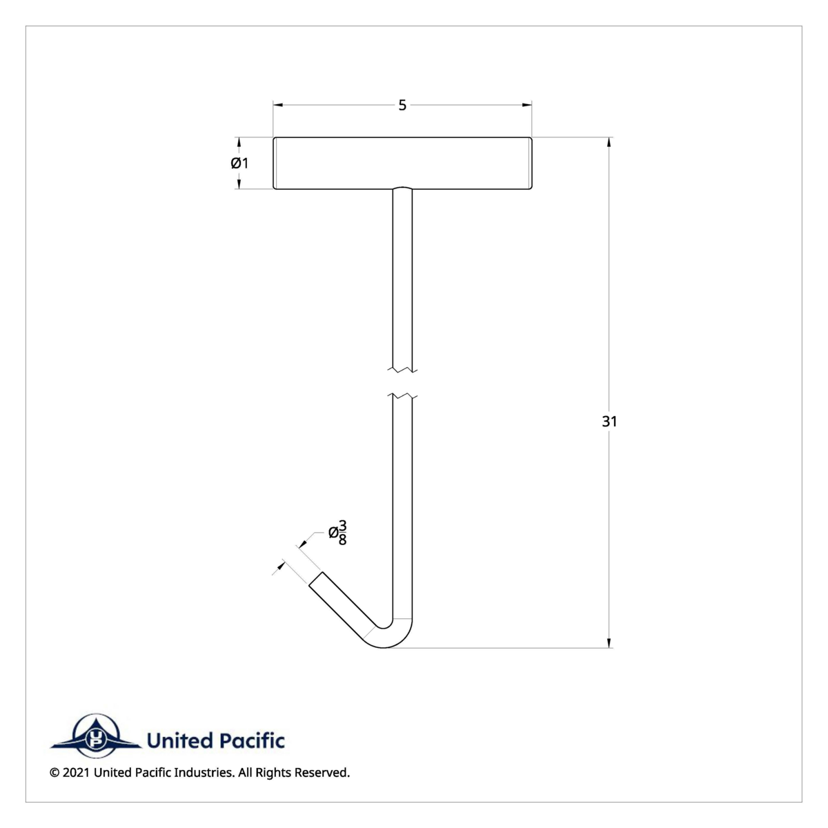 Black 31" Long Fifth Wheel Pin Puller, J-Hook (Each) - Thumbnail 5