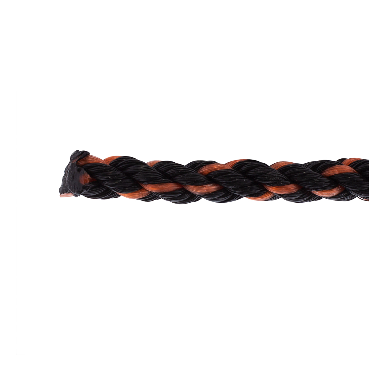 3/8" x 50' 3-Strand Twisted Black & Orange Polypropylene Rope - Thumbnail 2
