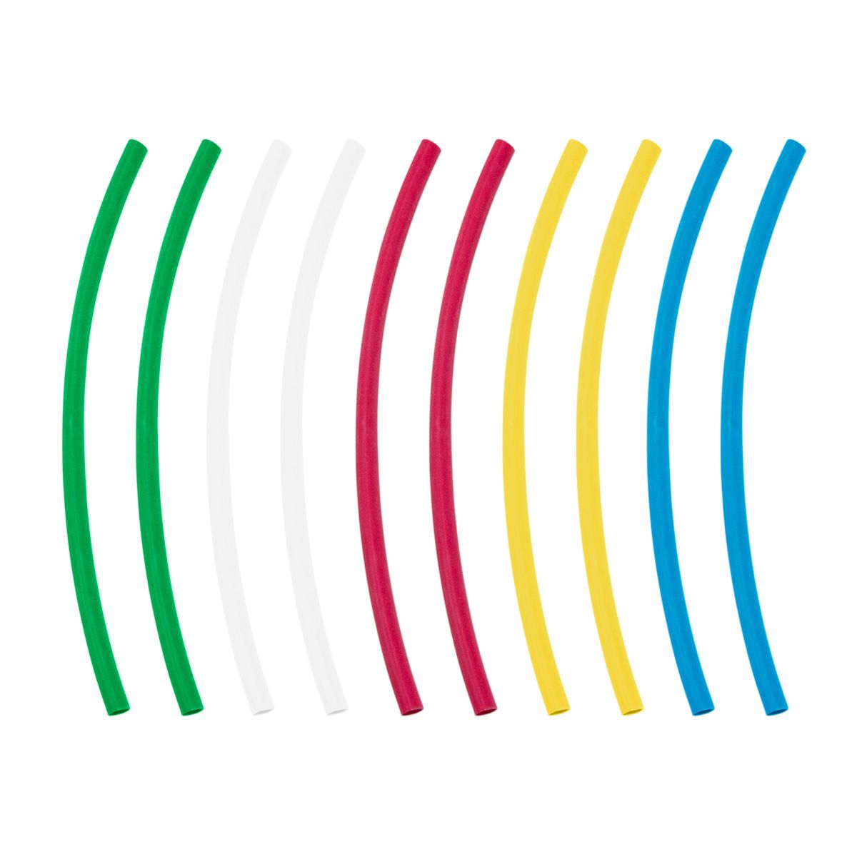 Assorted 1/8" Blue,Clear,Green,Red,Yellow Heat Shrink Tubing, 4" Long (10-Pack)