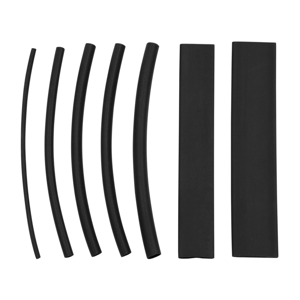 Assorted 1/16",1/8",3/16",1/4",3/8",1/2" Black Heat Shrink Tubing, 4" Long (7-Pack)