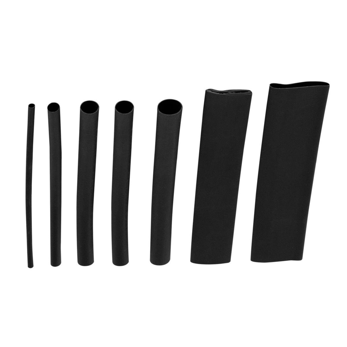 Assorted 1/16",1/8",3/16",1/4",3/8",1/2" Black Heat Shrink Tubing, 4" Long (7-Pack) - Thumbnail 2