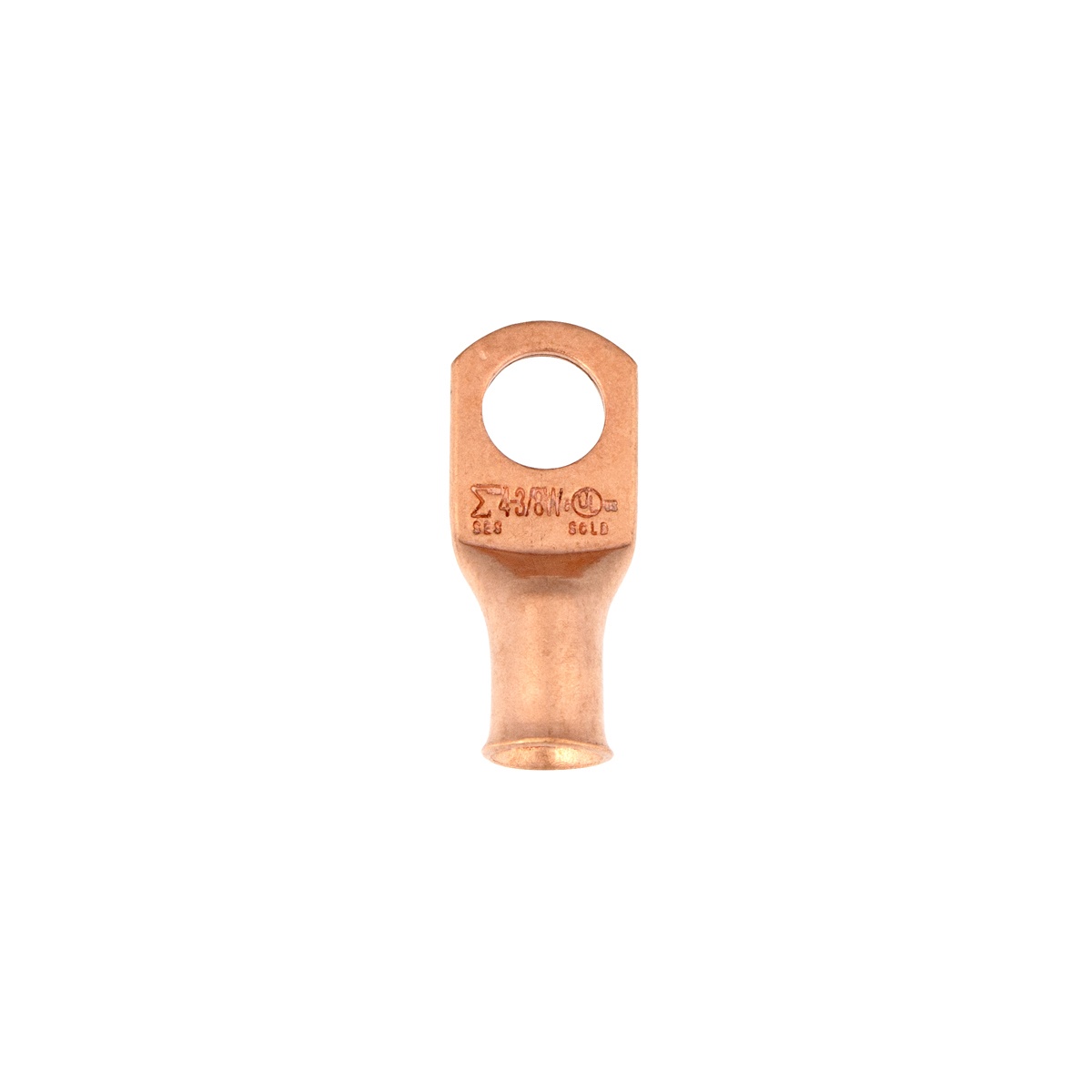4 AWG 3/8" Stud Seamless Tubular Copper Lug (5-Pack) - Thumbnail 2