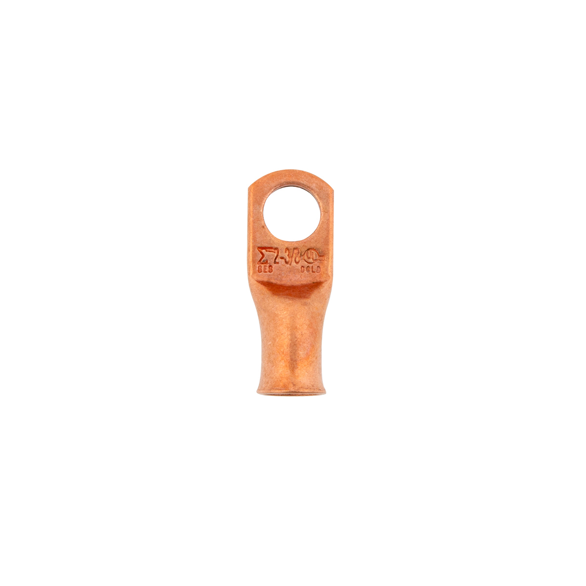 2 AWG 3/8" Stud Seamless Tubular Copper Lug (5-Pack) - Thumbnail 2