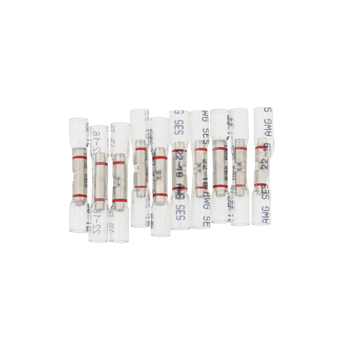 22-18 AWG CS Window Heat Shrink Butt Connector - Clear w/ Red Stripe (10-Pack) - Thumbnail 5
