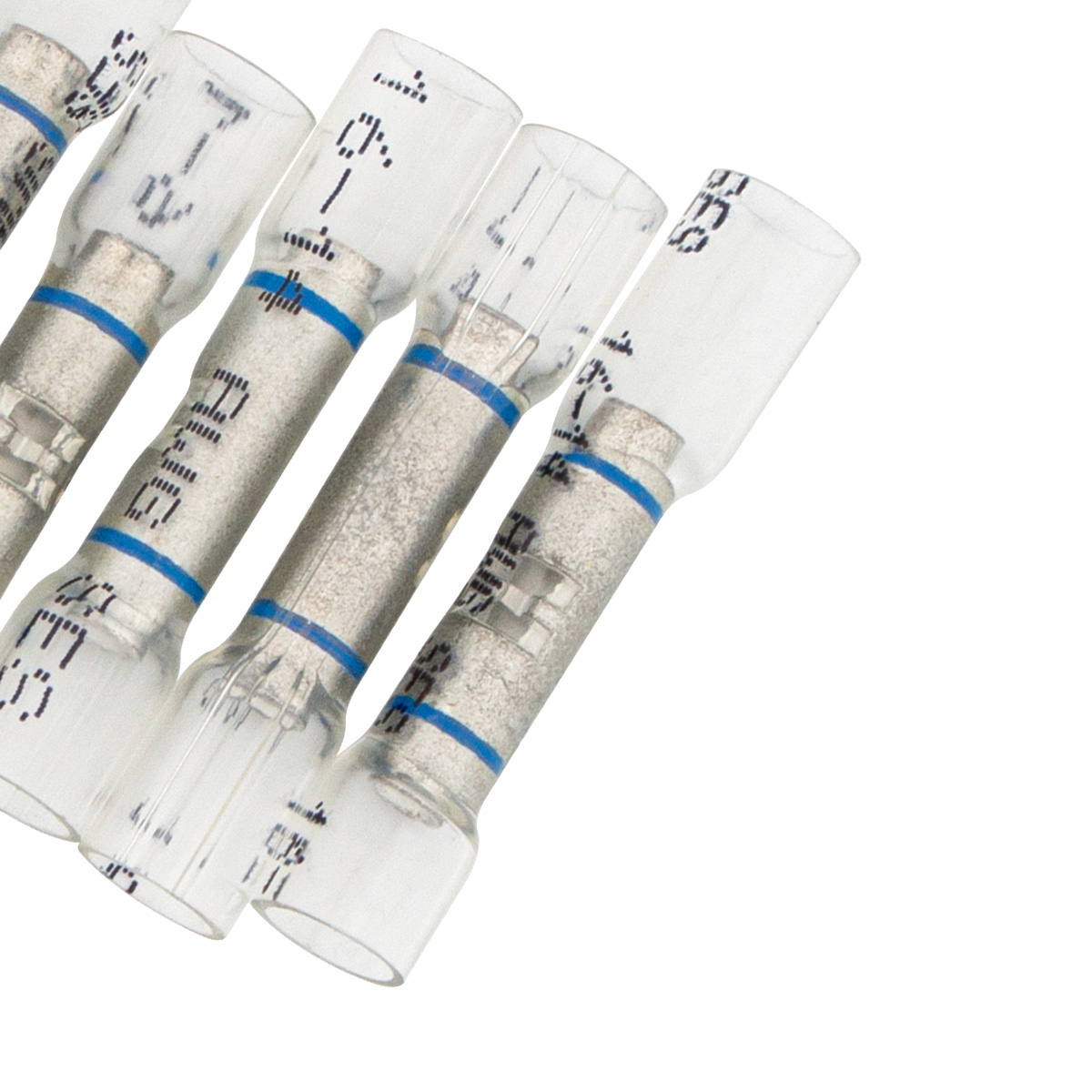 16-14 AWG CS Window Heat Shrink Butt Connector - Clear w/ Blue Stripe (10-Pack) - Thumbnail 4