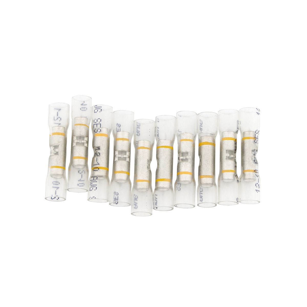 12-10 AWG CS Window Heat Shrink Butt Connector - Clear w/ Yellow Stripe (10-Pack)