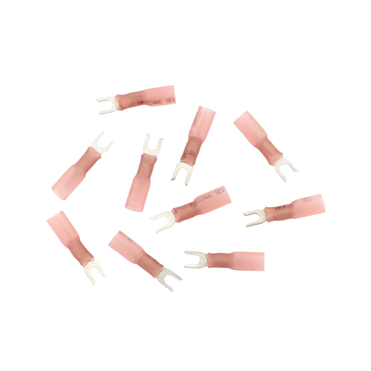 22-18 AWG #6 Stud CS Heat Shrink Spade Terminal - Red (10-Pack) - Thumbnail 5