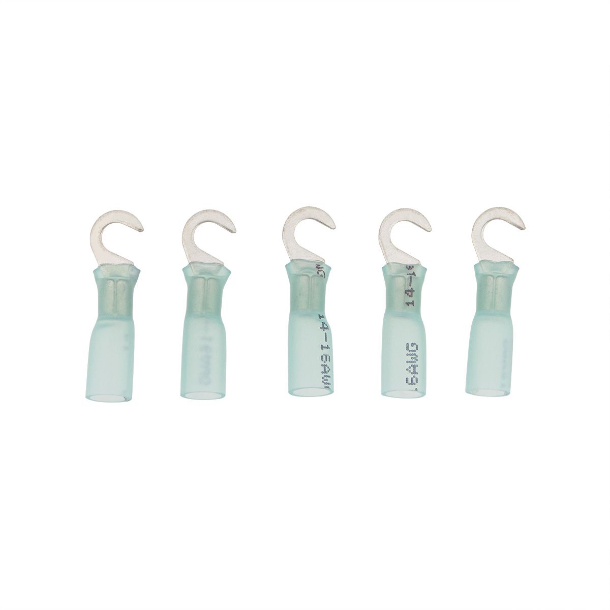 16-14 AWG #10 Stud CS Heat Shrink Hook Terminal - Blue (5-Pack)