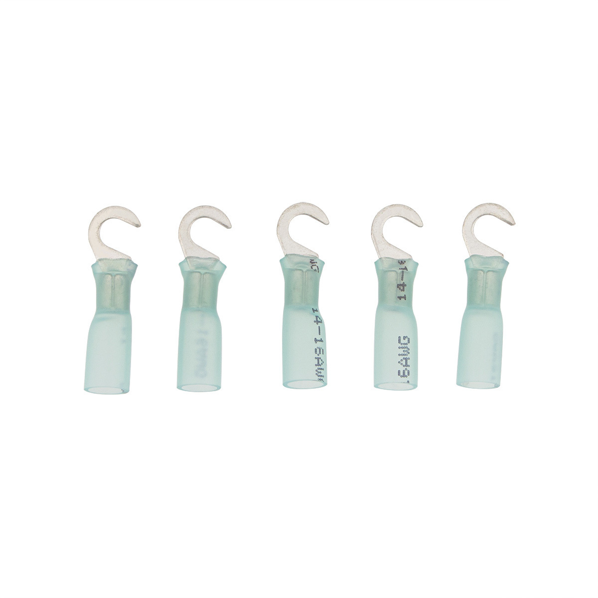 16-14 AWG #10 Stud CS Heat Shrink Hook Terminal - Blue (5-Pack) - Thumbnail 5