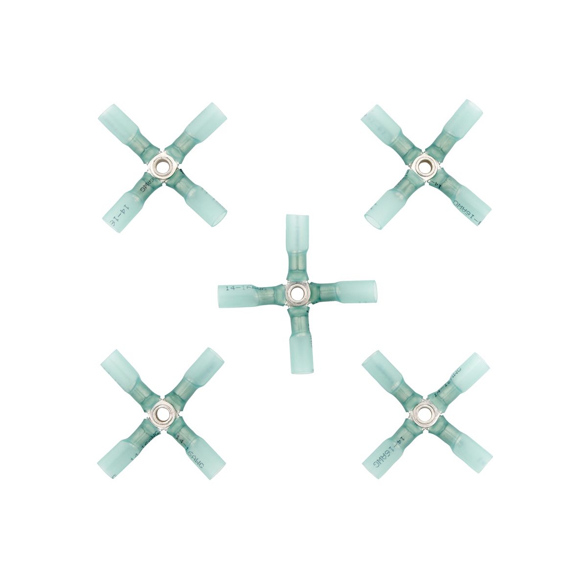 16-14 AWG 4-Way (X) CS Heat Shrink Connector - Blue (5-Pack)