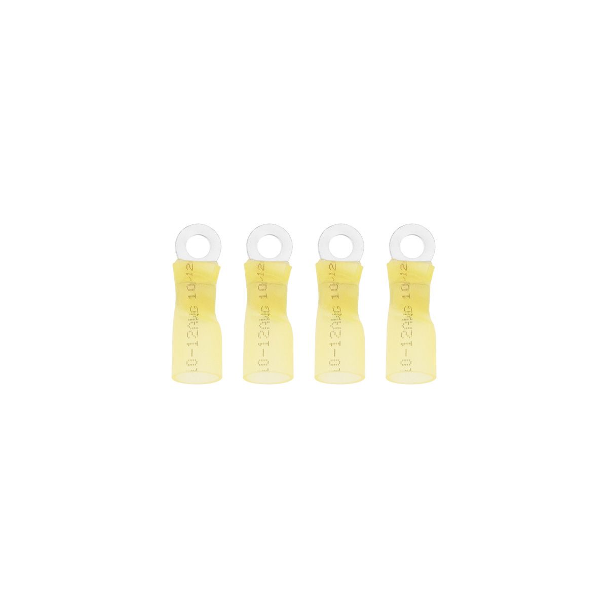 12-10 AWG #8 Stud CS Heat Shrink Ring Terminal - Yellow (4-Pack)