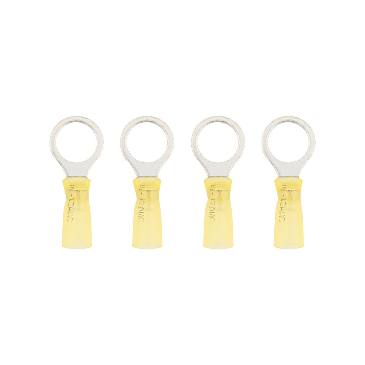 12-10 AWG 1/2" Stud CS Heat Shrink Ring Terminal - Yellow (4-Pack)