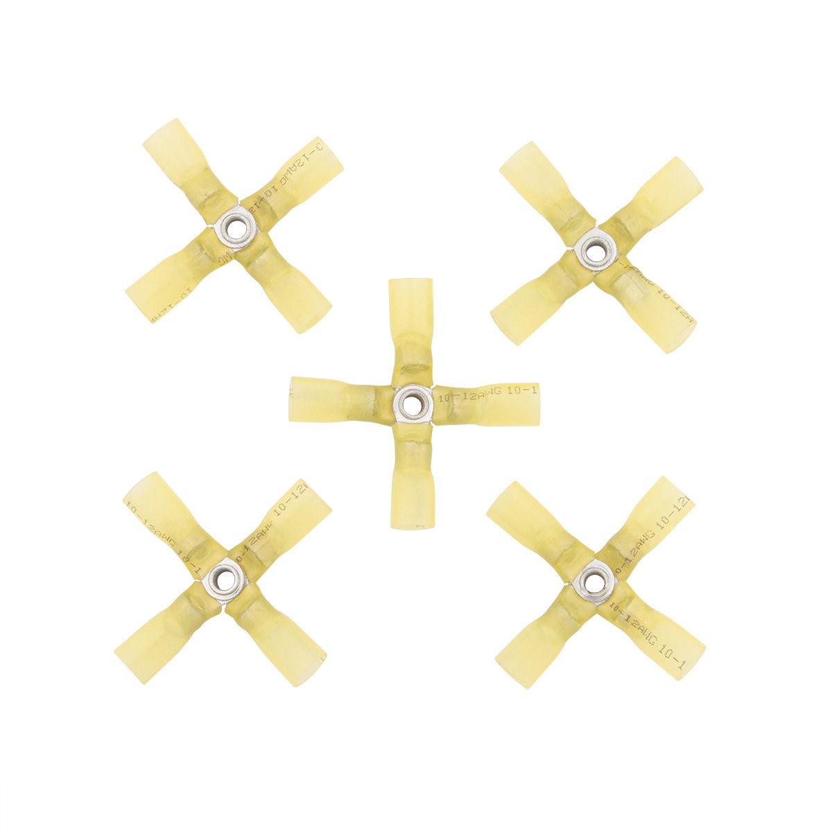 12-10 AWG 4-Way (X) CS Heat Shrink Connector - Yellow (5-Pack)
