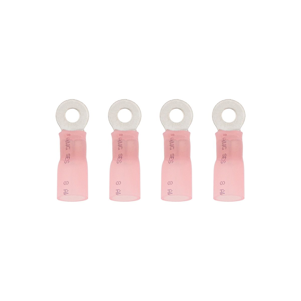 8 AWG #10 Stud CS Heat Shrink Ring Terminal - Pink (4-Pack)