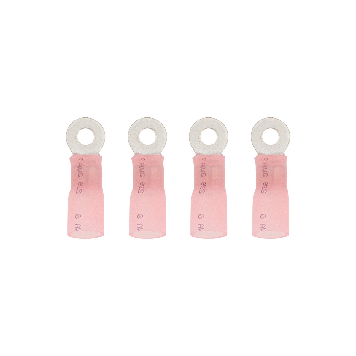 8 AWG #10 Stud CS Heat Shrink Ring Terminal - Pink (4-Pack) - Thumbnail 5