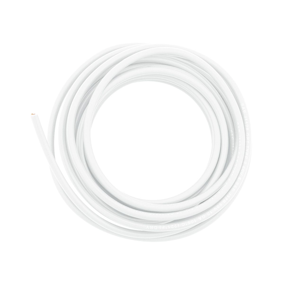 Primary Wire - Rated 80°C 12 AWG, White 12 Ft.