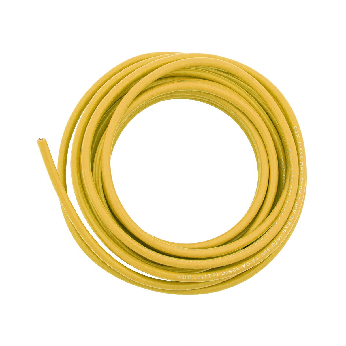 Primary Wire - Rated 80°C 12 AWG, Yellow 12 Ft.