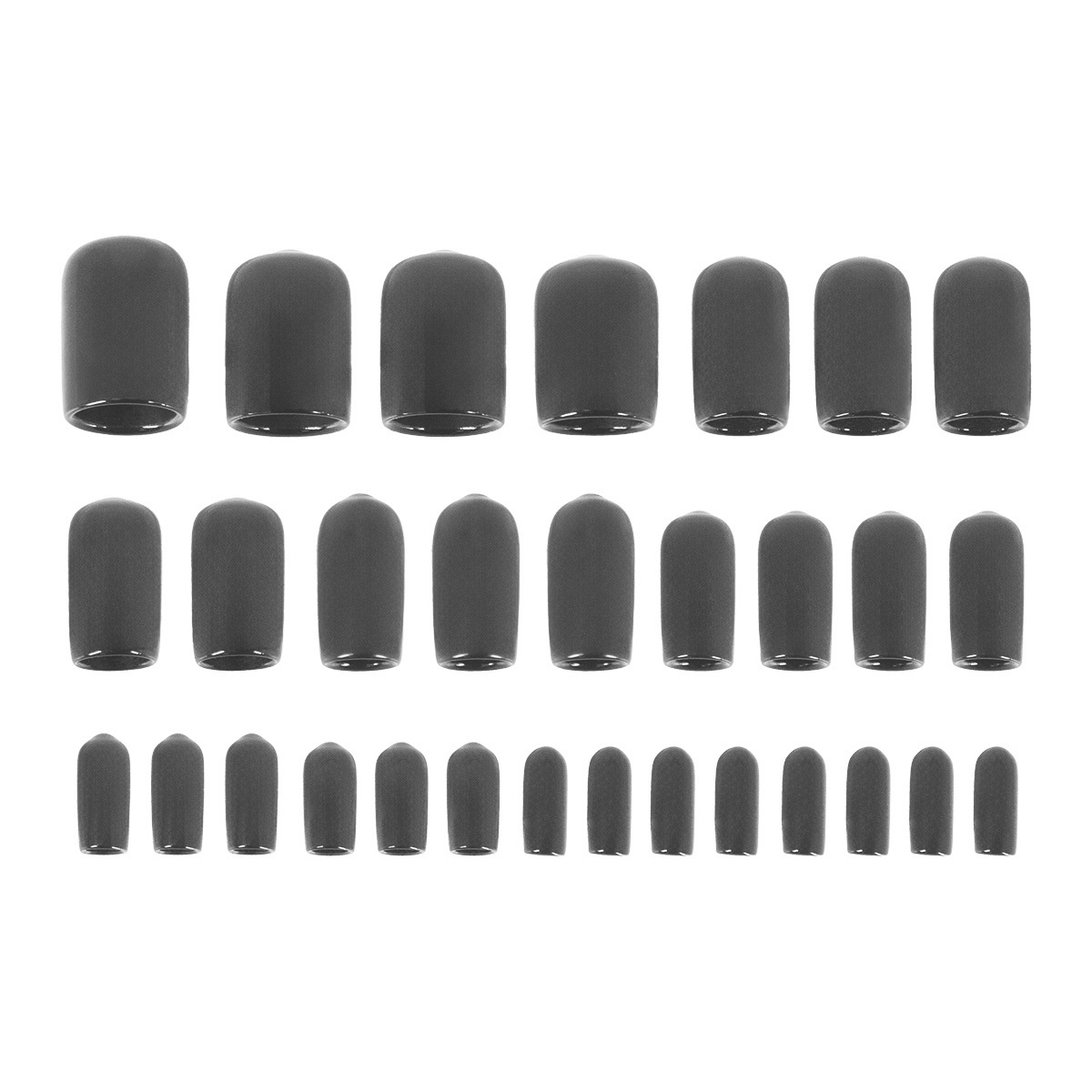 1/8" thru 1/2" Assorted Black Vinyl Vaccum Caps (30-Pack) - Thumbnail 3
