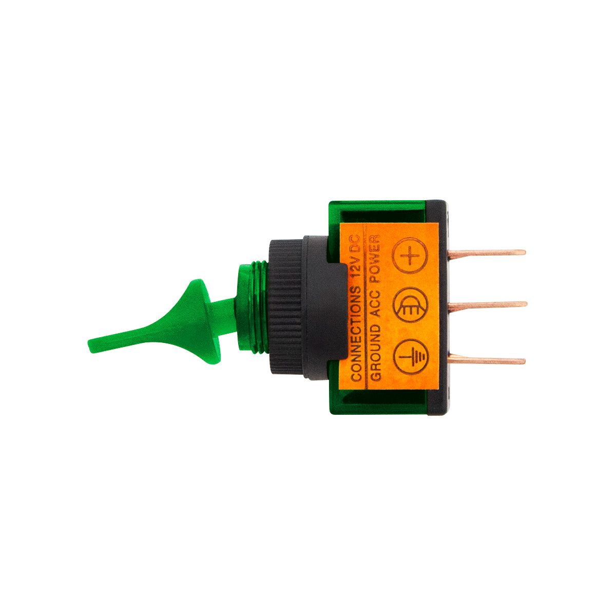 Green Illum Duckbill 20 Amp 12V S.P.S.T. On/Off 1 Pc.