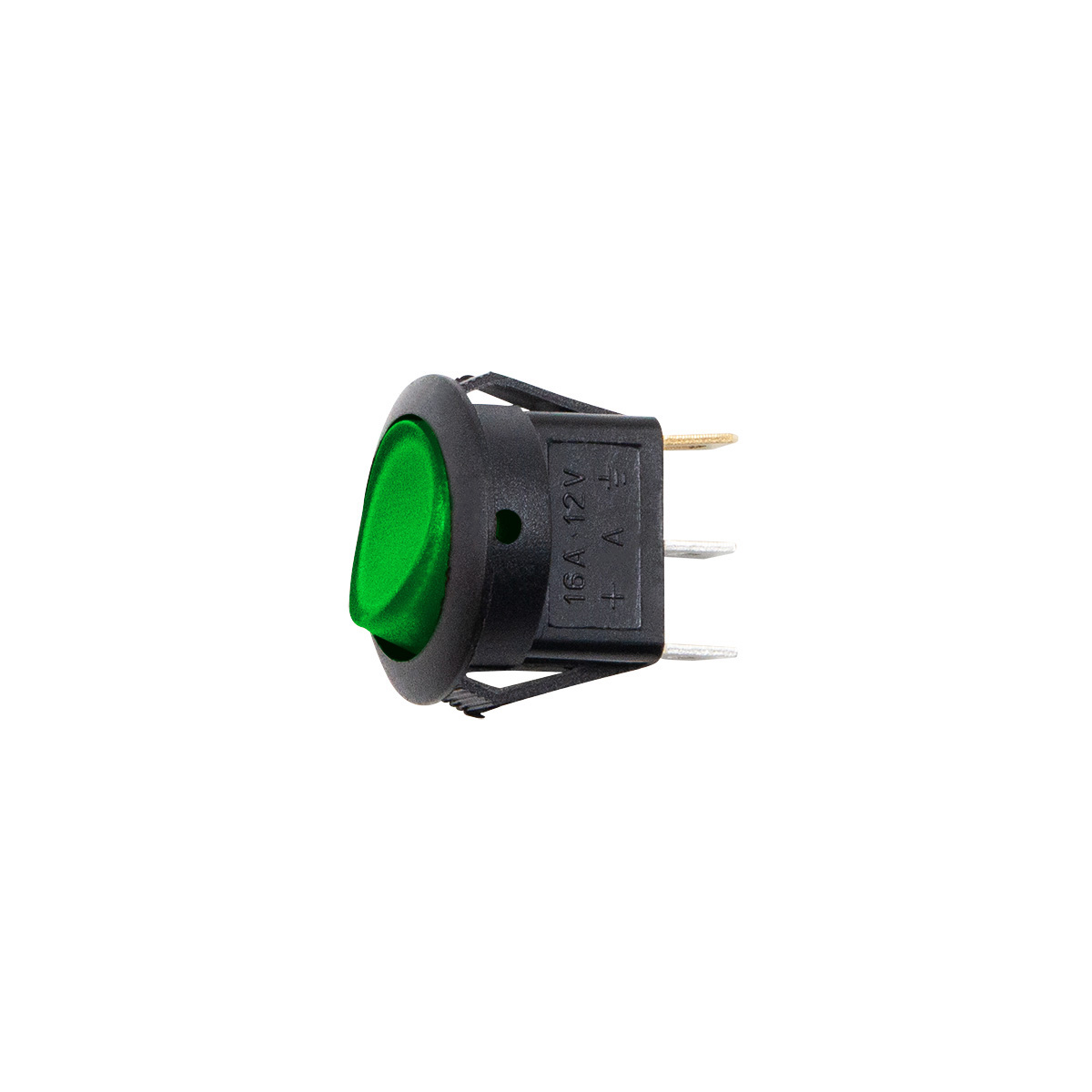 Green Illum Round Rocker 10 Amp 12V On/Off 1/2" Dia. 1 Pc. - Thumbnail 2