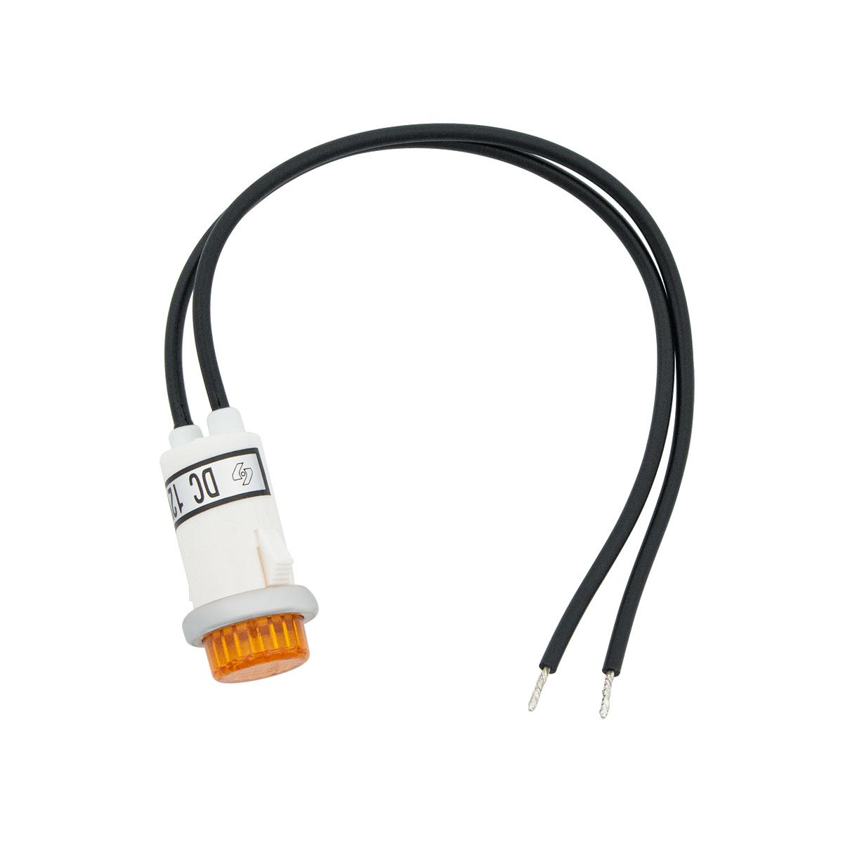 16 Amp 12V Amber Warning Light w/ 1/2" Panel Mount and Leads 1 Pc.