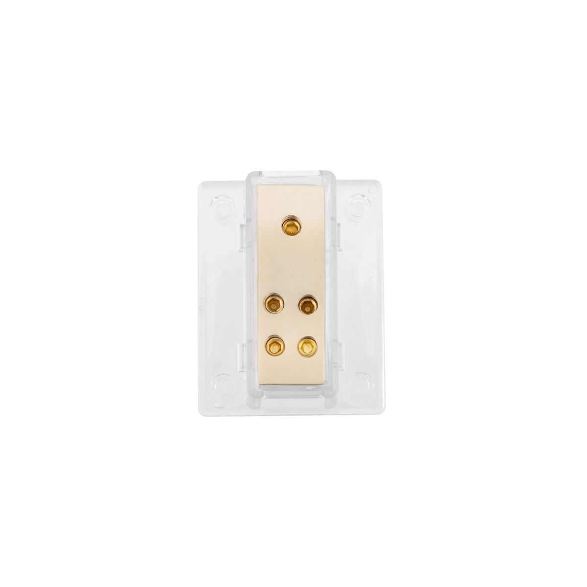 Gold Distribution Block with (1) 4 AWG input and (4) 8 AWG outputs, Rectangular Shape 1 Pc.