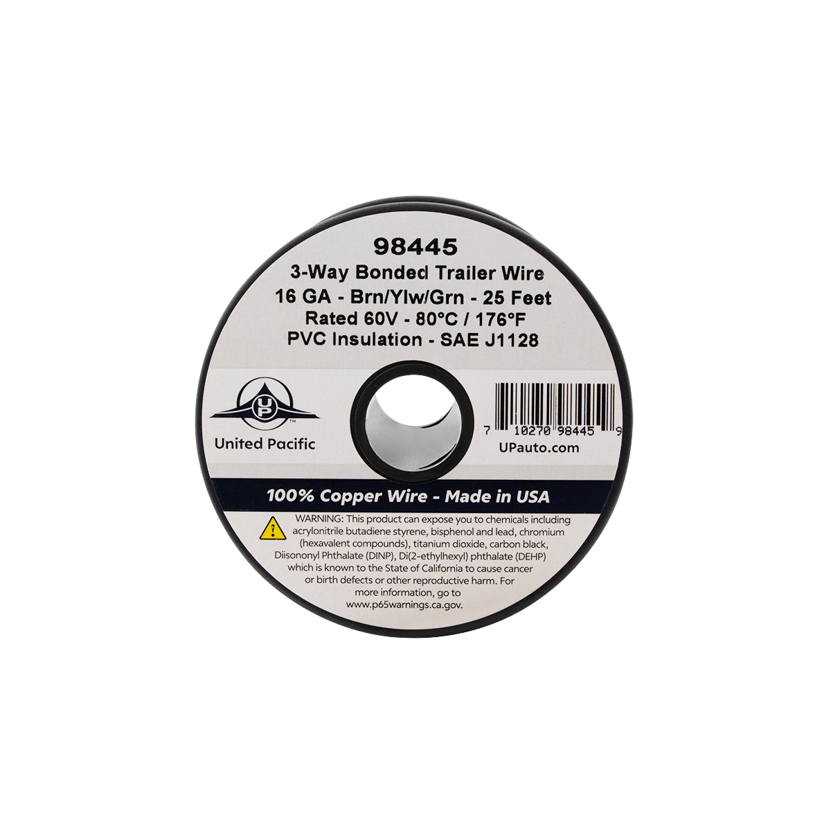 Trailer Wire Bonded - Rated 80°C 16 AWG 3-Way, Brn/Ylw/Grn 25 Ft. - Thumbnail 2