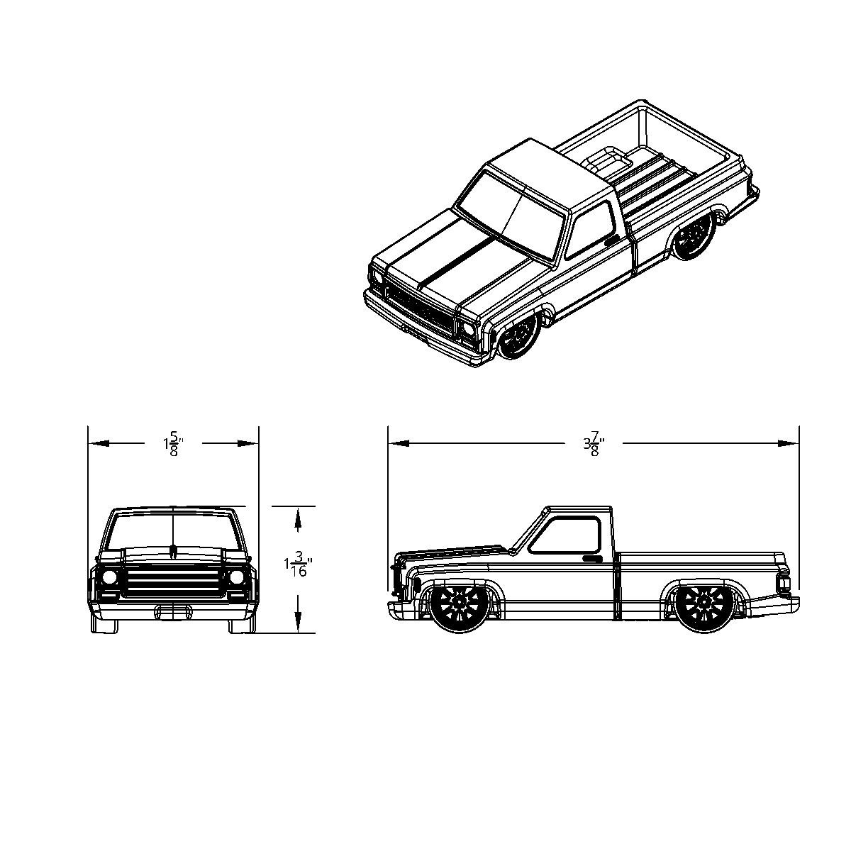Solid Die-Cast 1973-1987 Chevrolet Truck Style Paper Weight-Matte Black - Thumbnail 12